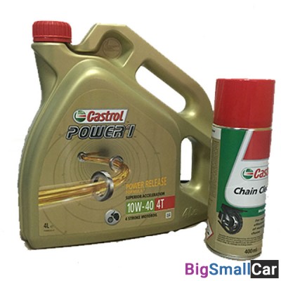 Масло моторное CASTROL 4T POWER1 10W40 4L п/с промо,очиститель цепи 15AB41